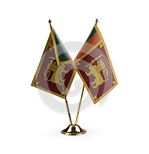 Small national flags of the Sri Lanka on a white background