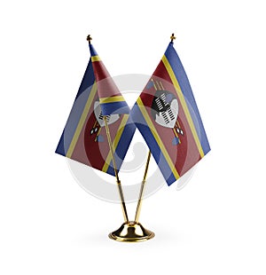 Small national flags of the Swaziland on a white background