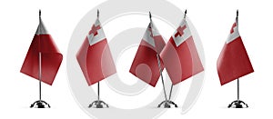 Small national flags of the Tonga on a white background