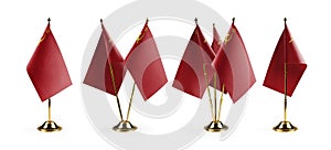 Small national flags of the USSR on a white background