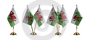 Small national flags of the Wales on a white background