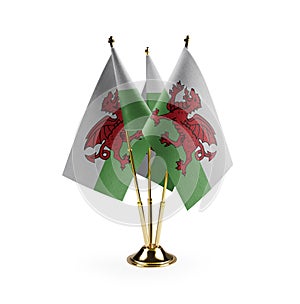 Small national flags of the Wales on a white background