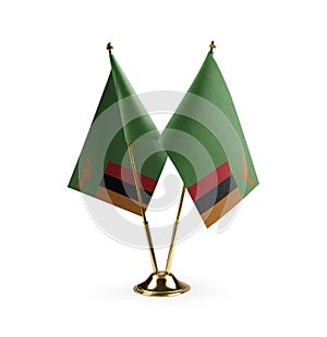Small national flags of the Zambia on a white background