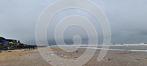 Small ocean waves breaking on beach