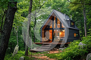 A small off-grid cabin surrounded by nature.
