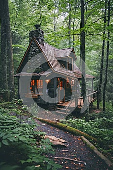 A small off-grid cabin surrounded by nature.