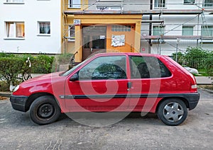 Small old car Citroen Saxo 1.0 parked