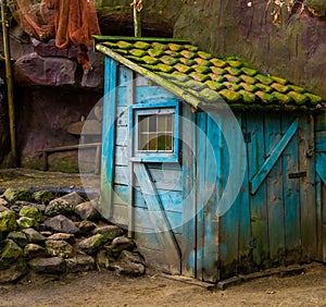 Small old weathered cabin, Wild west decor, garden architecture