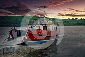 Small, one-car ferry docked near the small town of Cromarty, Scotland