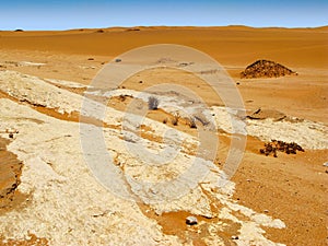 Small orange colored dunes of Namib desert in Namibia near Swakopmund, South Africa