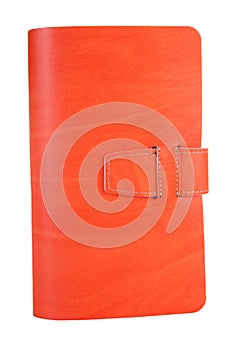 Small orange leather notebook