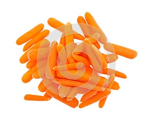 Small organic baby carrots on a white background