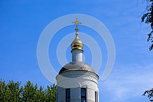 Small Orthodox church with golden domes