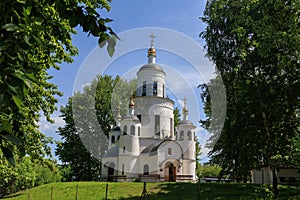Small Orthodox church with golden domes