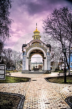 Small Orthodox Church in Kyiv, Ukraine in fall photo