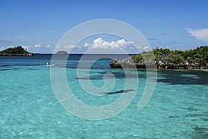 Outrigger boat malapascua reef philippines photo