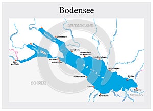 Small overview vector map of Lake Constance in German language