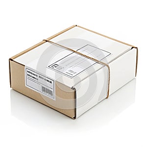 Small packet parcel box isolated on white background