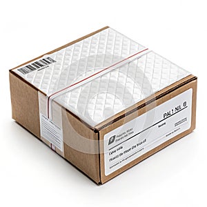 Small packet parcel box isolated on white background