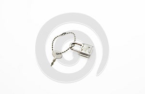 Small padlock and key for bag or suitcase