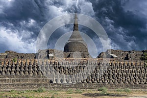 Small pagodas at Kothaung Temple, Mrauk U , Myanmar, Burma