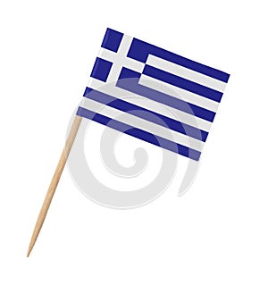 Small paper Greek flag on wooden stick