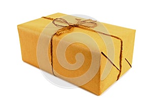 Small parcel or package tied with string, isolated