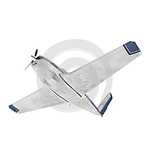 Small passenger propeller plane isolated on white. 3D illustration