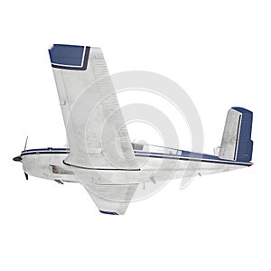 Small passenger propeller plane isolated on white. 3D illustration