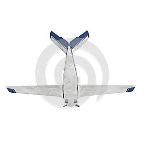 Small passenger propeller plane isolated on white. 3D illustration
