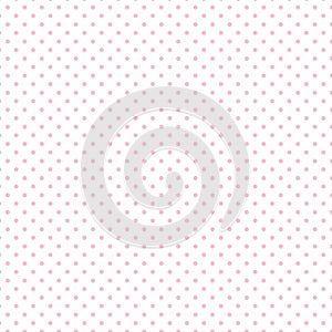 Small Pastel Pink Polka dots on White, Seamless Background