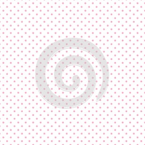 Small Pastel Pink Polka dots on White, Seamless Background photo