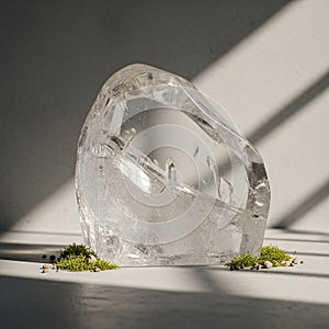 Are small patches of green moss Bryophyta adding a contrast in texture and