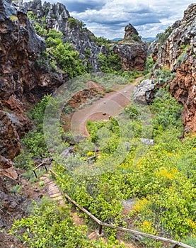 Small path down in mountains