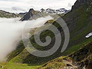 Small path in the Raetikon mountains