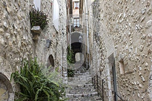 Small pedestrian alley on Saint Paul De Vence, France