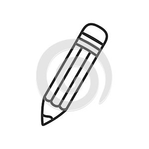 Small Pencil with Rubber Outline Flat Icon