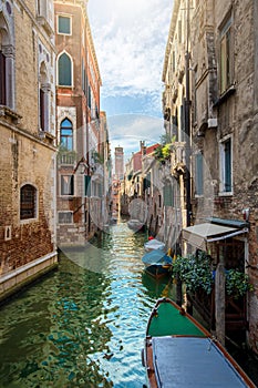 Small, picturesque canal in Venice, Italy