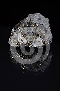 Symbiotic pyrite crystal druse rock sample photo