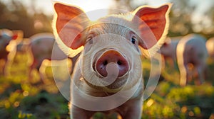 Small Pig Standing in Grass