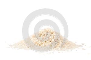 Small pile of basmati rice isolated on a white