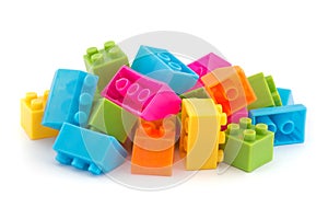 Small pile of colorful childrens building bricks