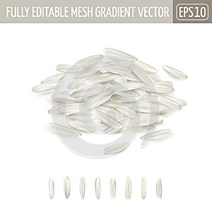 Small pile of long grain white rice.