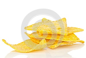 A small pile of tortilla chips