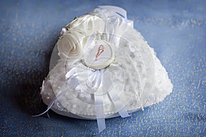 Small pillow with a box for wedding rings