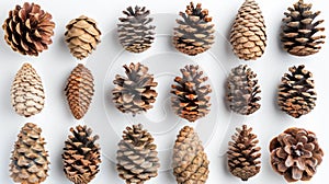 Small Pinecones Collection for Christmas Tree Decorations - Isolated Background