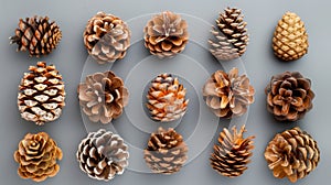 Small Pinecones Collection for Christmas Tree Decorations - Isolated Background