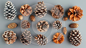 Small Pinecones Collection for Christmas Tree Decorations - Isolated Background