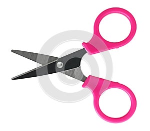 Small Pink Child Scissors isolated on white background