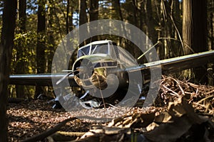 Small plane accident in a forest